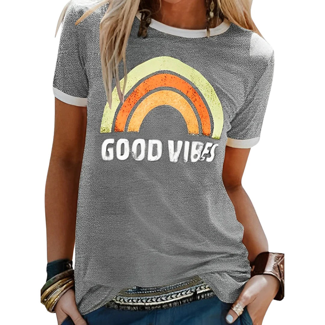 Losvallend T-shirt met kleurrijk grafisch patroon