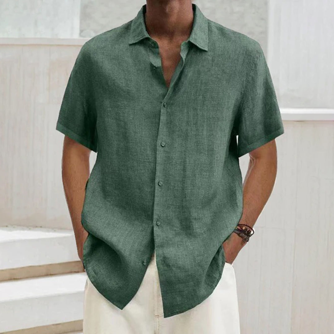 Heren poloshirt van katoen-linnen