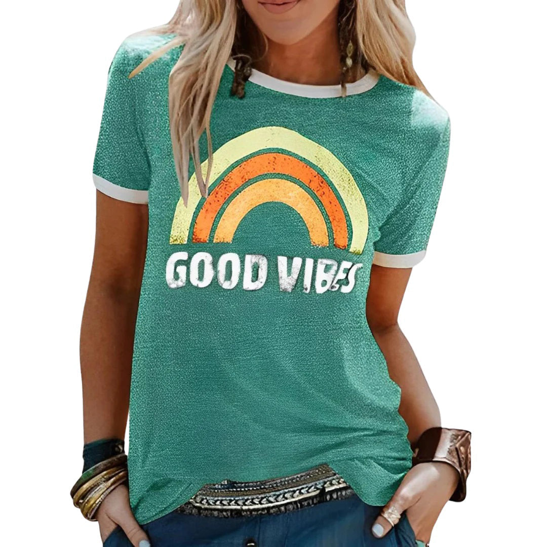 Losvallend T-shirt met kleurrijk grafisch patroon