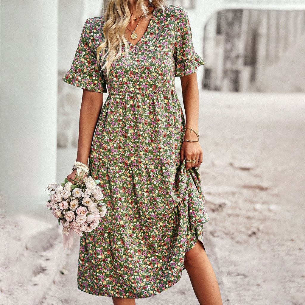 Bloemenprint midi-jurk