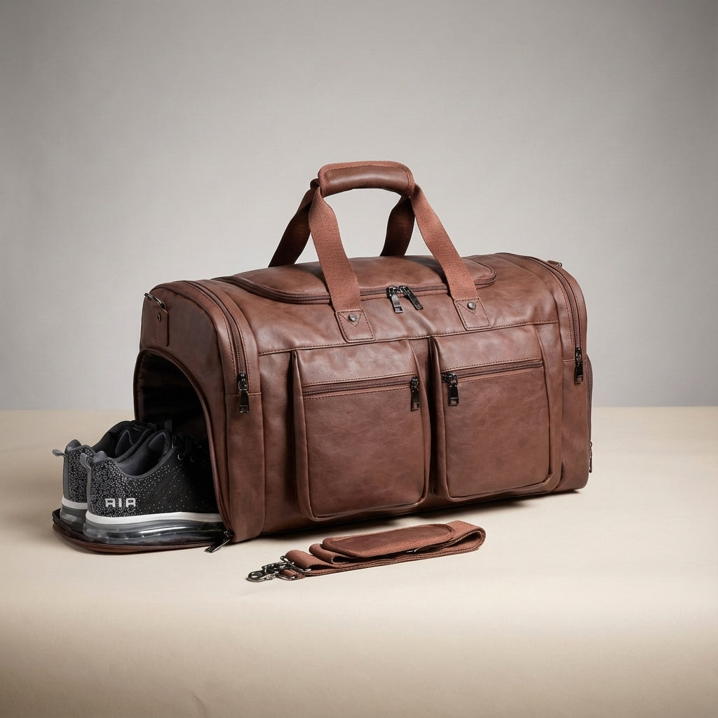 Grote leren weekend tas