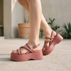Grove platformsandalen met enkelbandjes