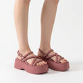 Grove platformsandalen met enkelbandjes
