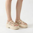 Grove platformsandalen met enkelbandjes