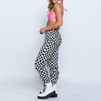 Geblokte broek met ketting Milou