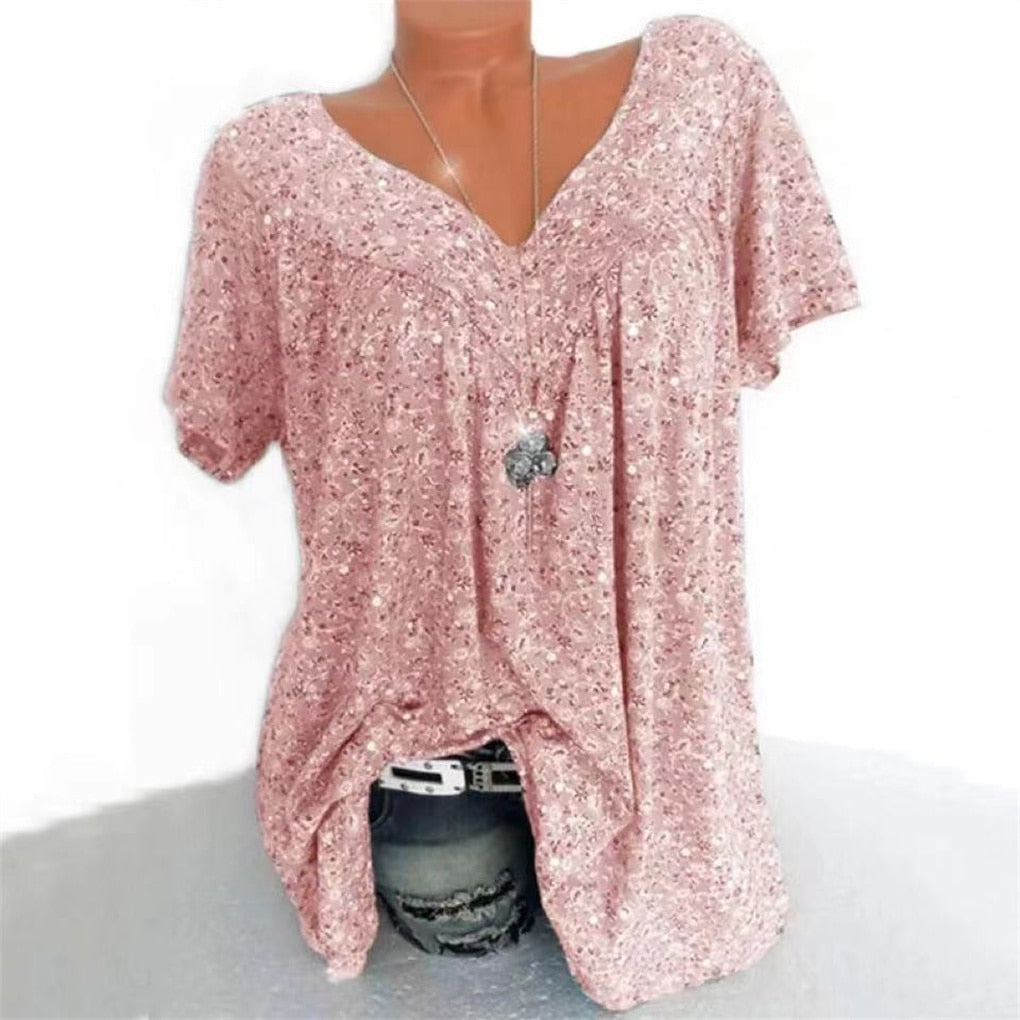 Dames boho zomerblouse met bloemenprint