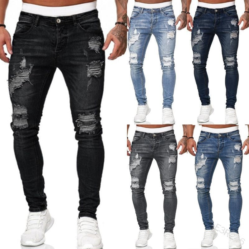Slim-fit jeans Luuk met gescheurde details