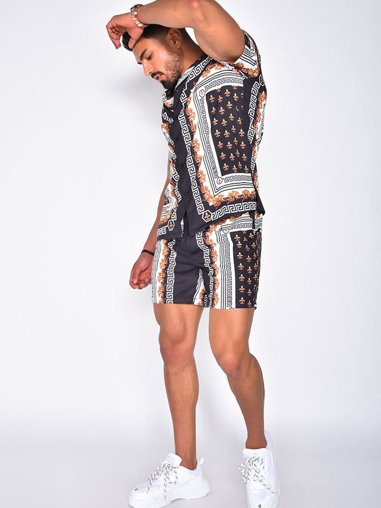 Lance | Herenset met overhemd en short in Hawaïstijl