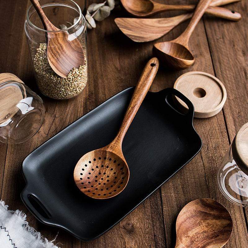 Natuurlijke houten keukenset