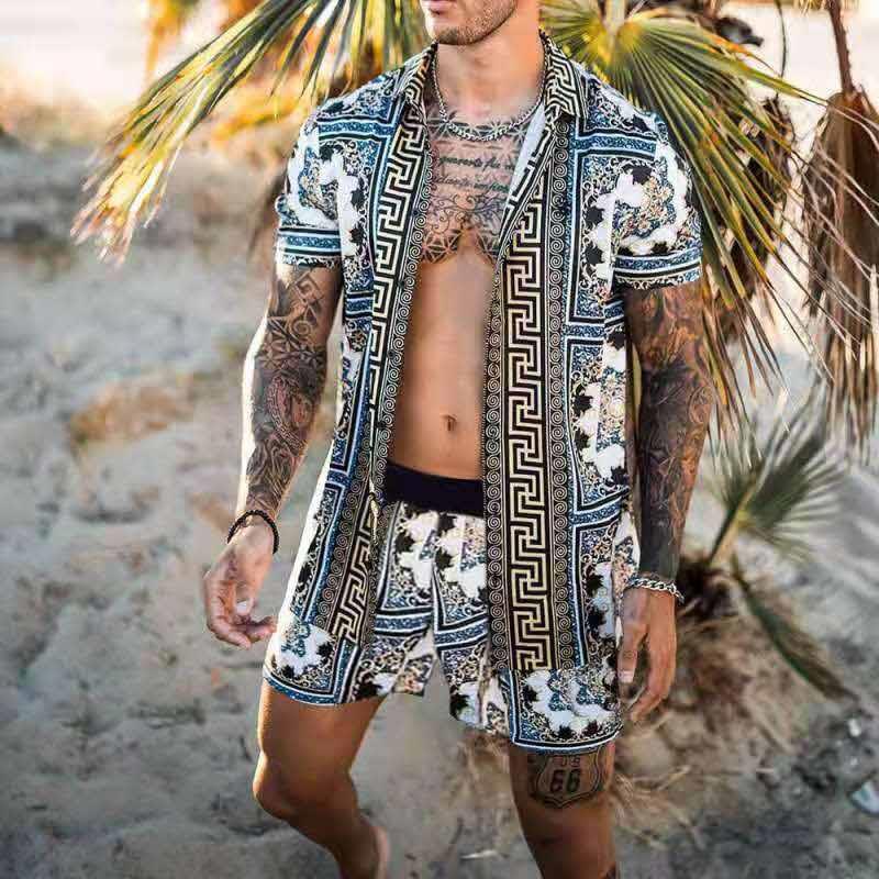 Lance | Herenset met overhemd en short in Hawaïstijl