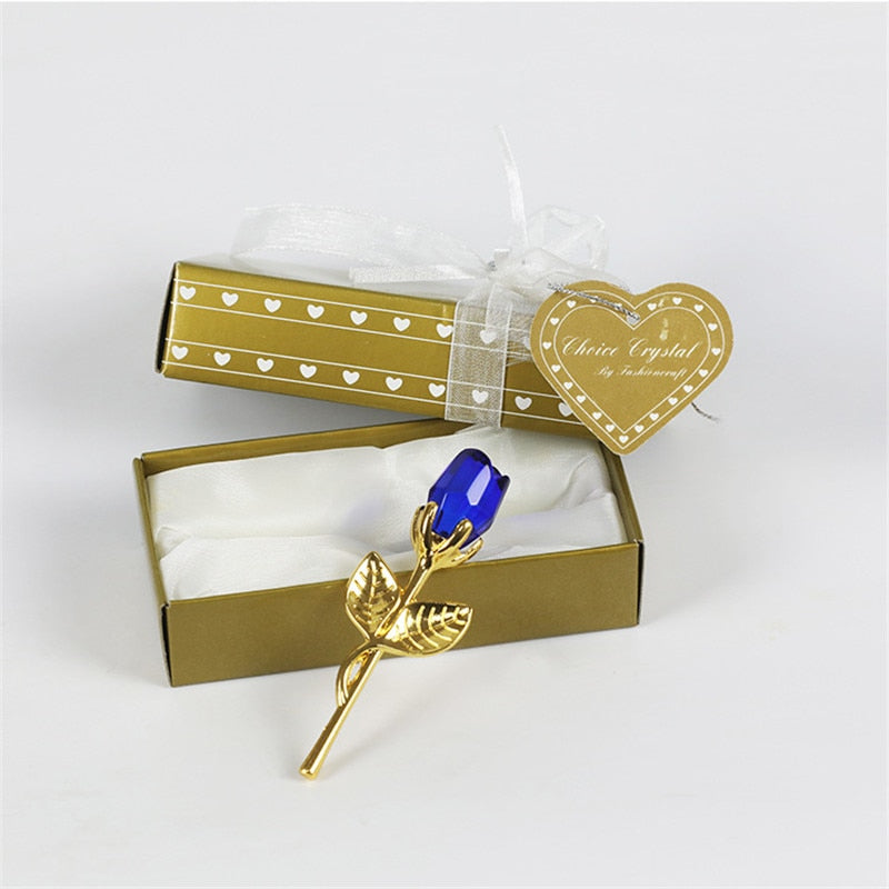 Glazen roos met geschenkdoos