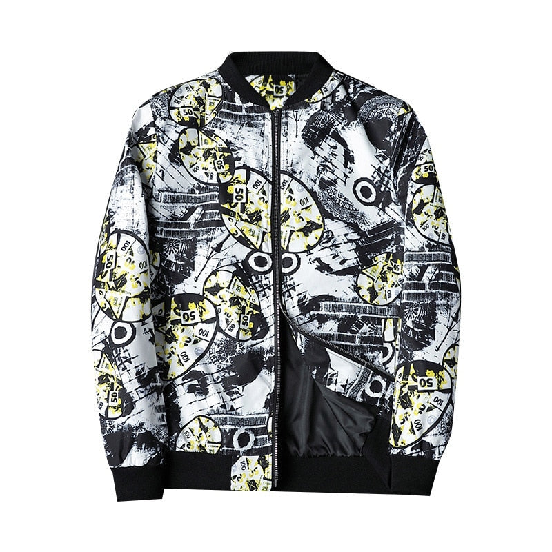 Heren bomberjack met abstracte print