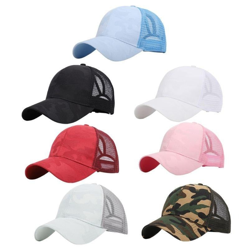 Dames baseballcap met een paardenstaartopening en klittenbandsluiting