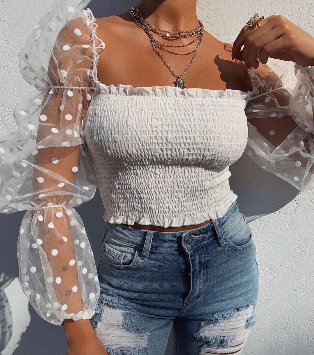 Tiffany top met mesh