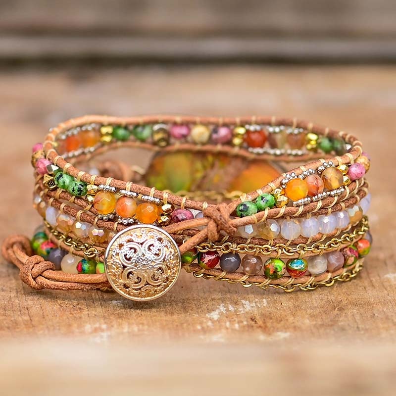 Hamsa wikkelarmband met amazonesteen