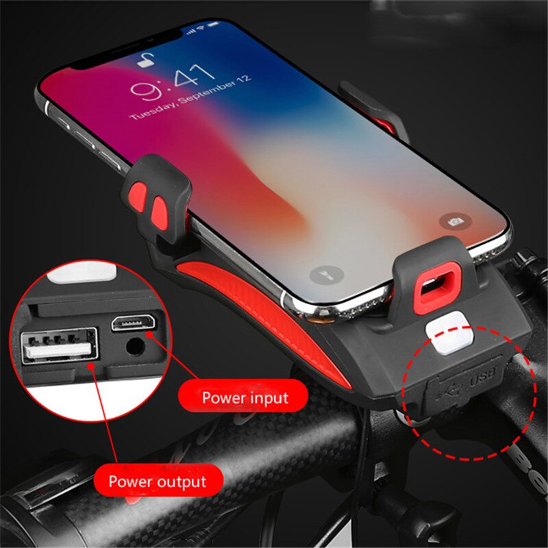 Fietstelefoonhouder FietsPro met powerbank, lamp en claxon