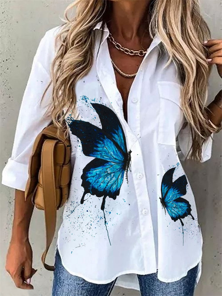 Blouse met vlinderprint