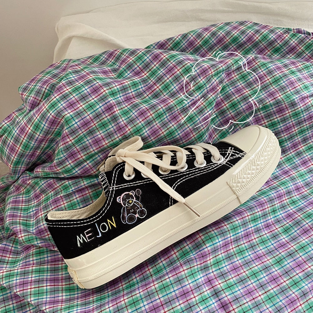 Hoge canvas schoen met opdruk