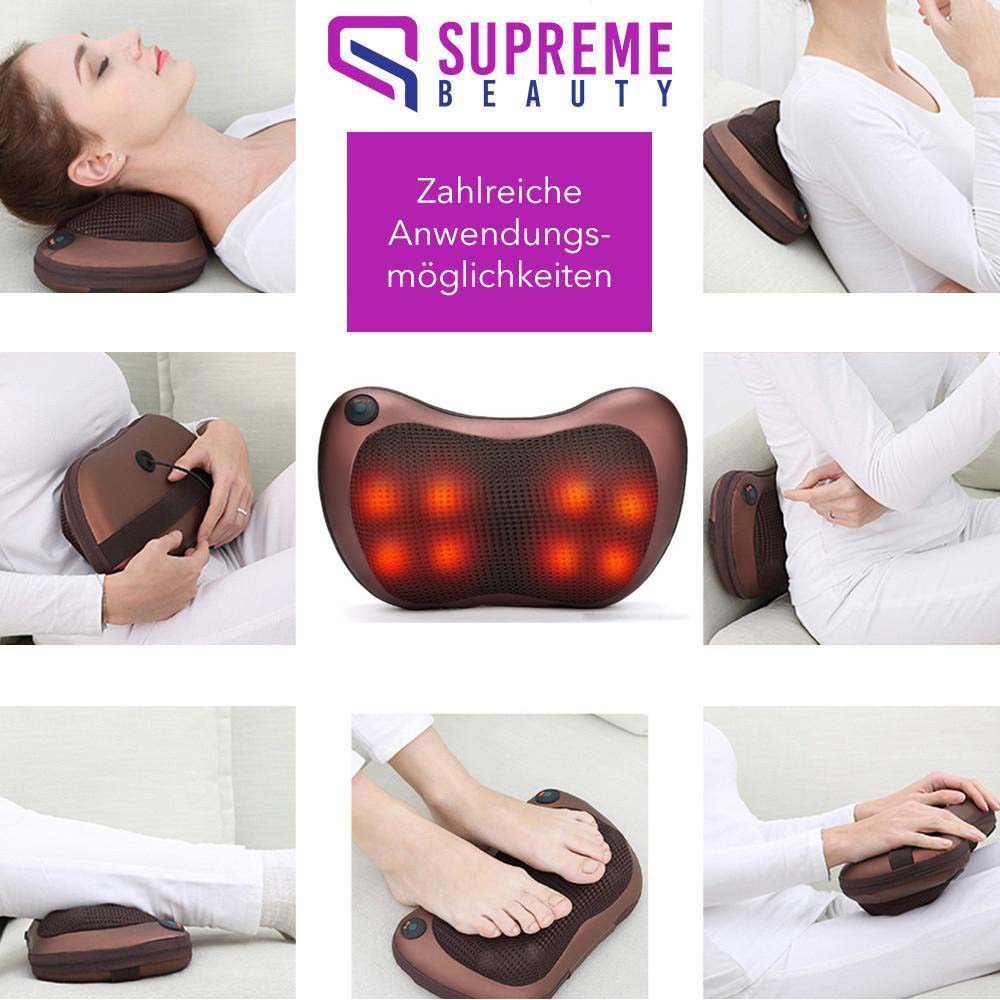 Draagbaar massagekussen met diepe shiatsu massage