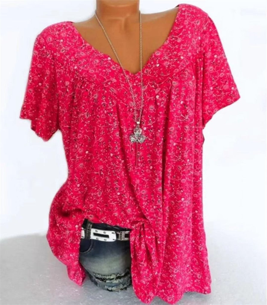 Dames boho zomerblouse met bloemenprint