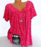 Dames boho zomerblouse met bloemenprint