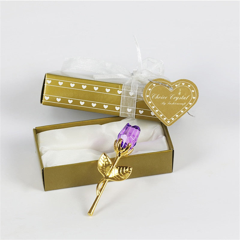 Glazen roos met geschenkdoos