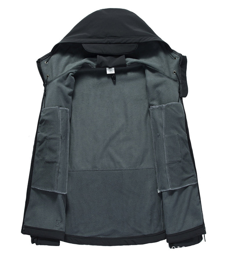 Heren tactische winddichte softshell jas met capuchon