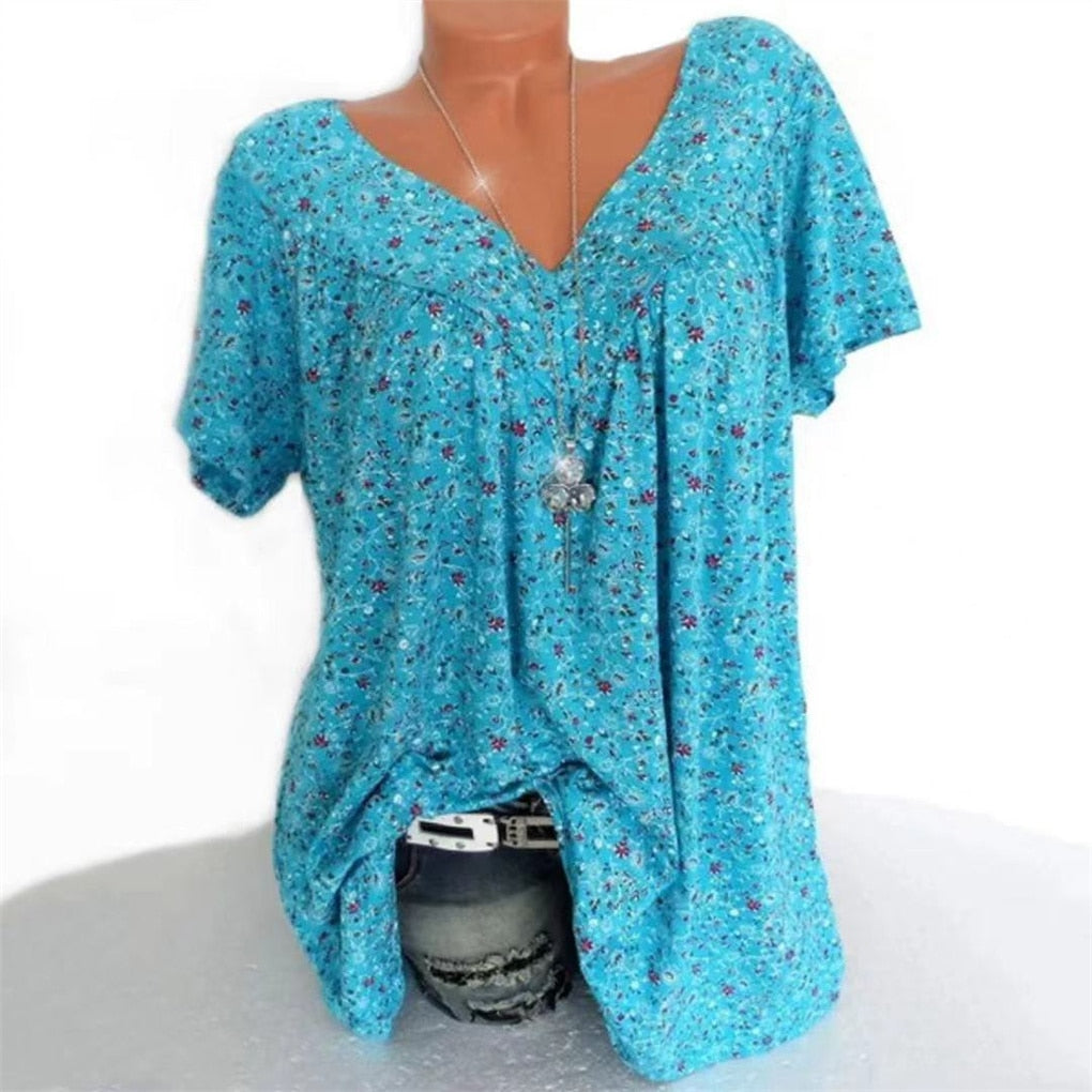 Dames boho zomerblouse met bloemenprint