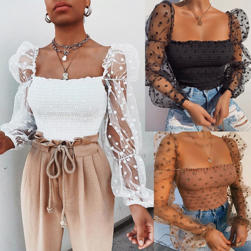 Tiffany top met mesh