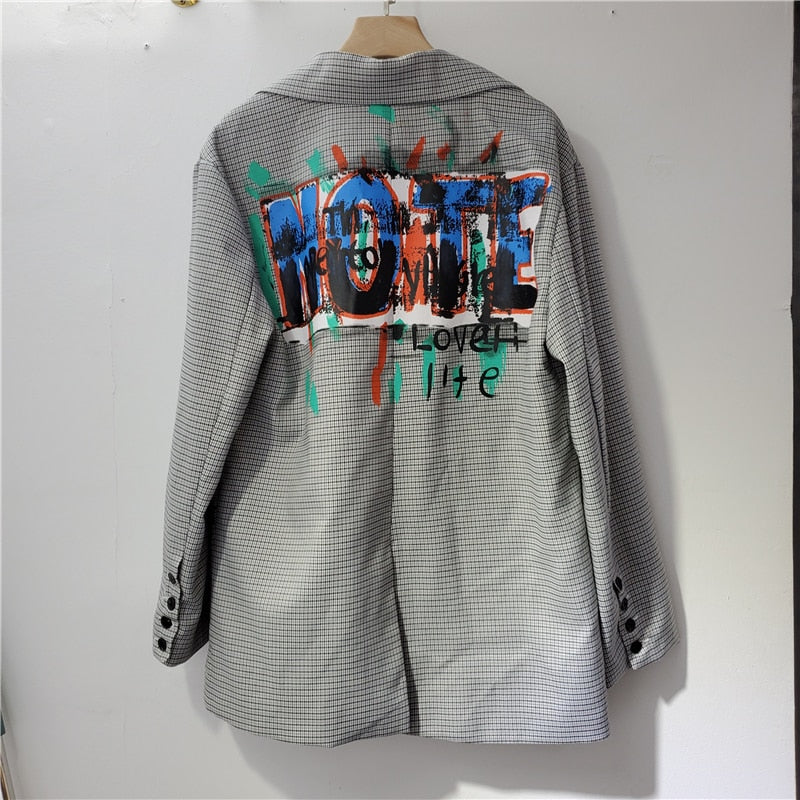Statement blazer met print en zak