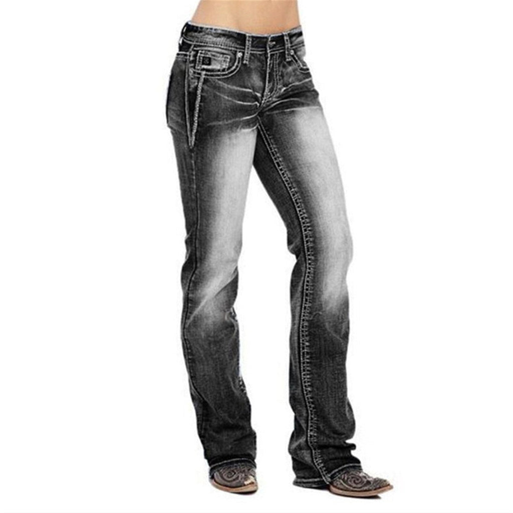 Dames bootcut jeans met vlag details