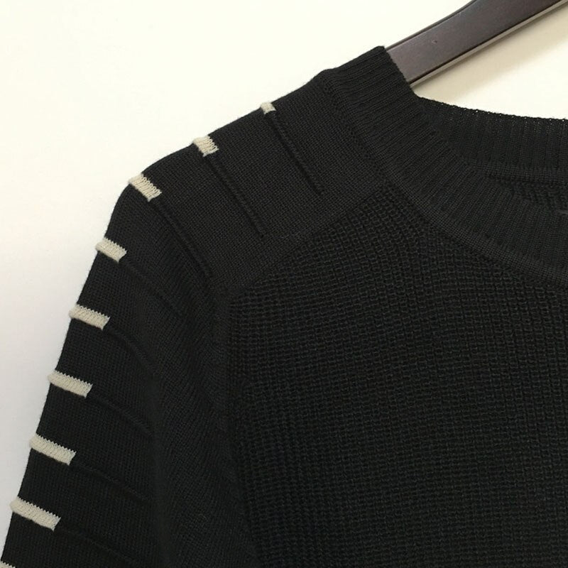 Gebreide herentrui met streepdetails
