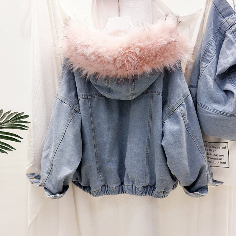 Denim winterjas voor dames