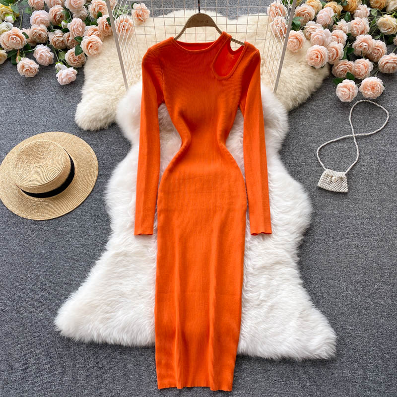 Chique maxi jurk – sexy hollow out gebreide bodycon