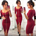 Herfst bodycon jurk met rits