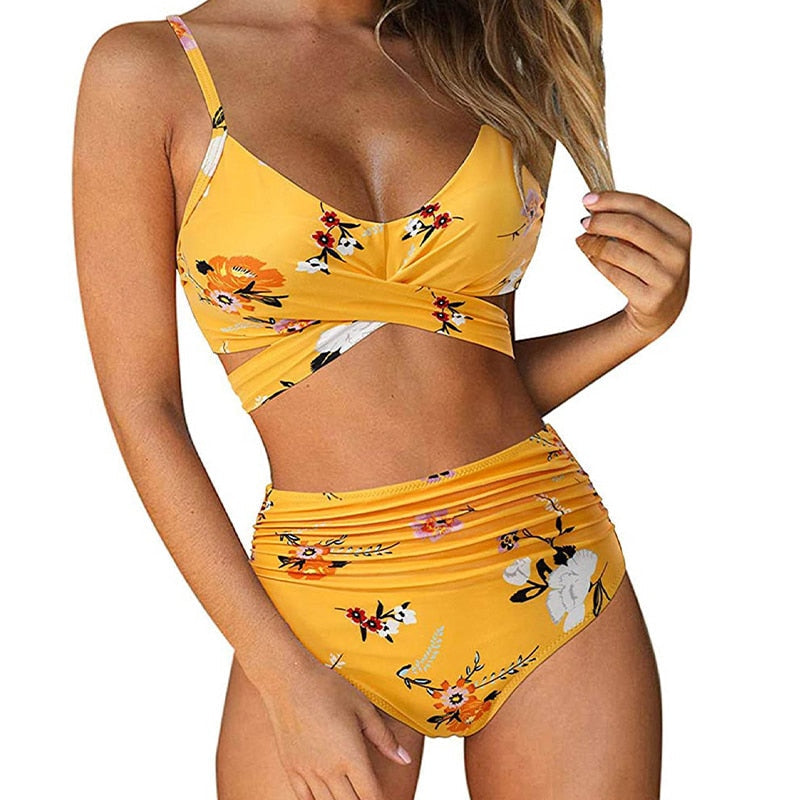 Belle high waisted, kleurrijke damesbikini