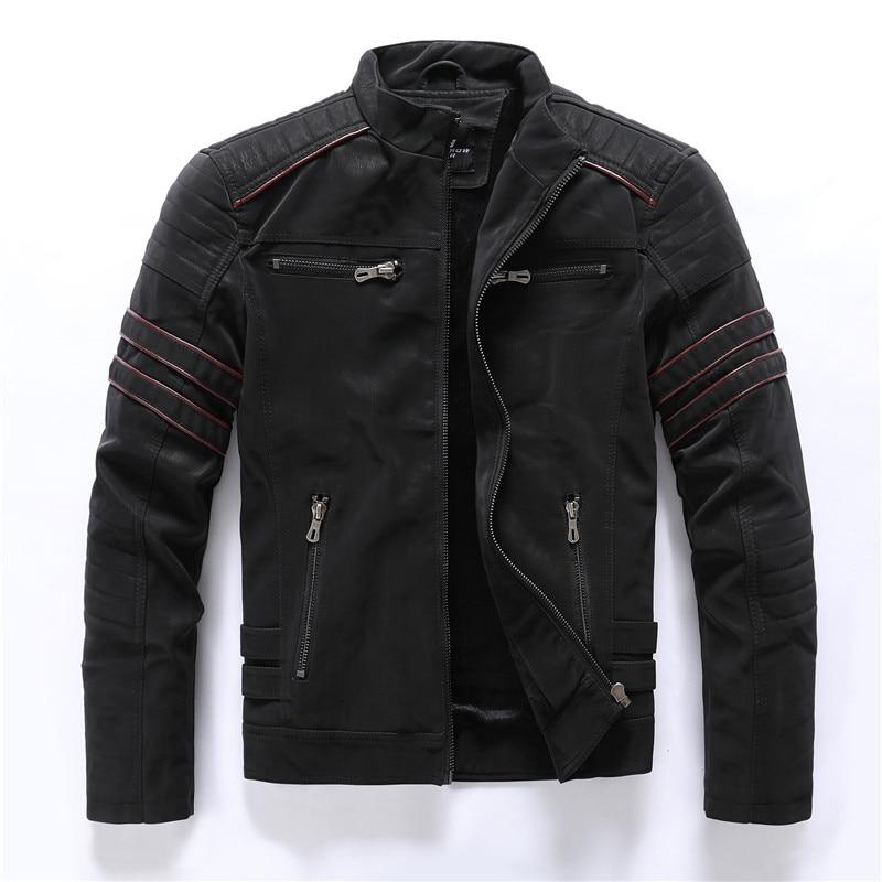 Heren bikerjack met staande kraag