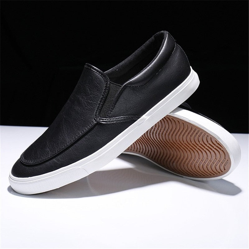 PU-leren heren slip-on sneakers