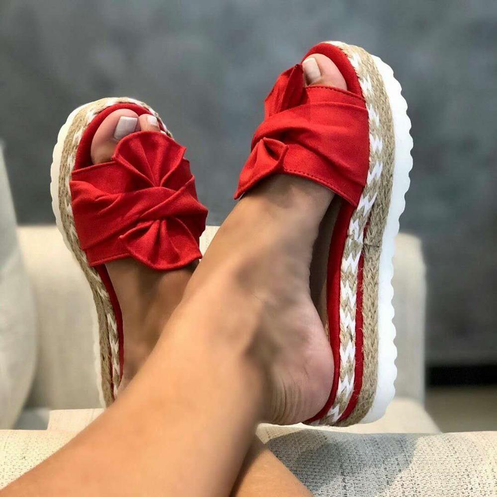 Plateausandalen met knoopdetail