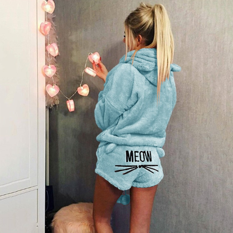 Warme pyjama met kattenmotief