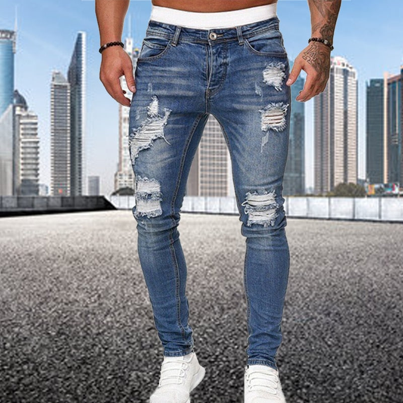 Slim-fit jeans Luuk met gescheurde details