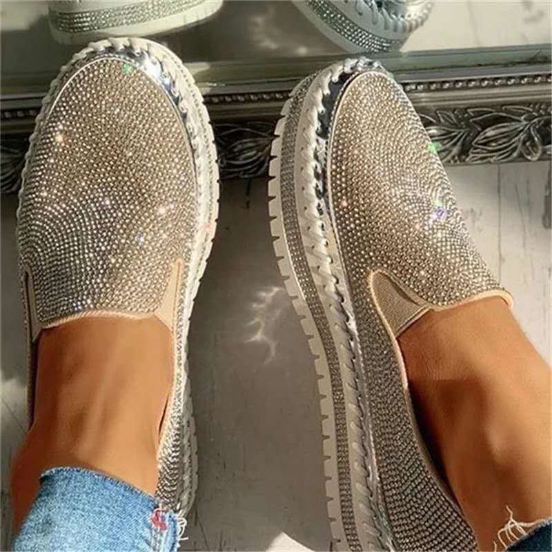 Glitterende dames loafer met comfortzool