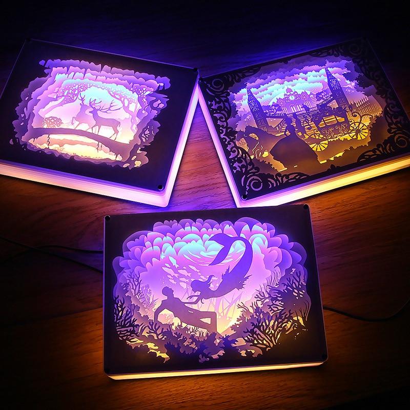 Exclusieve 3D nachtlamp 3D carving — afbeelding 1