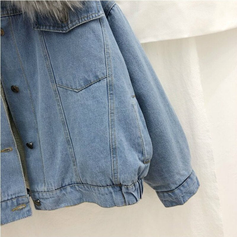 Denim winterjas voor dames