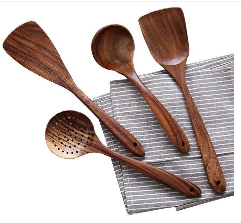 Natuurlijke houten keukenset