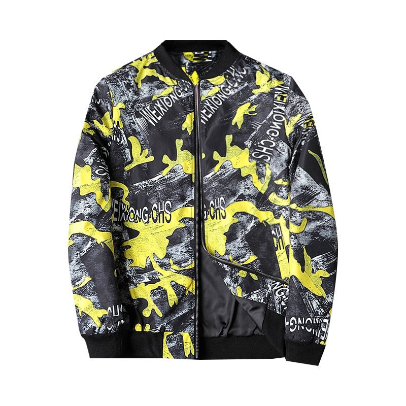 Heren bomberjack met abstracte print