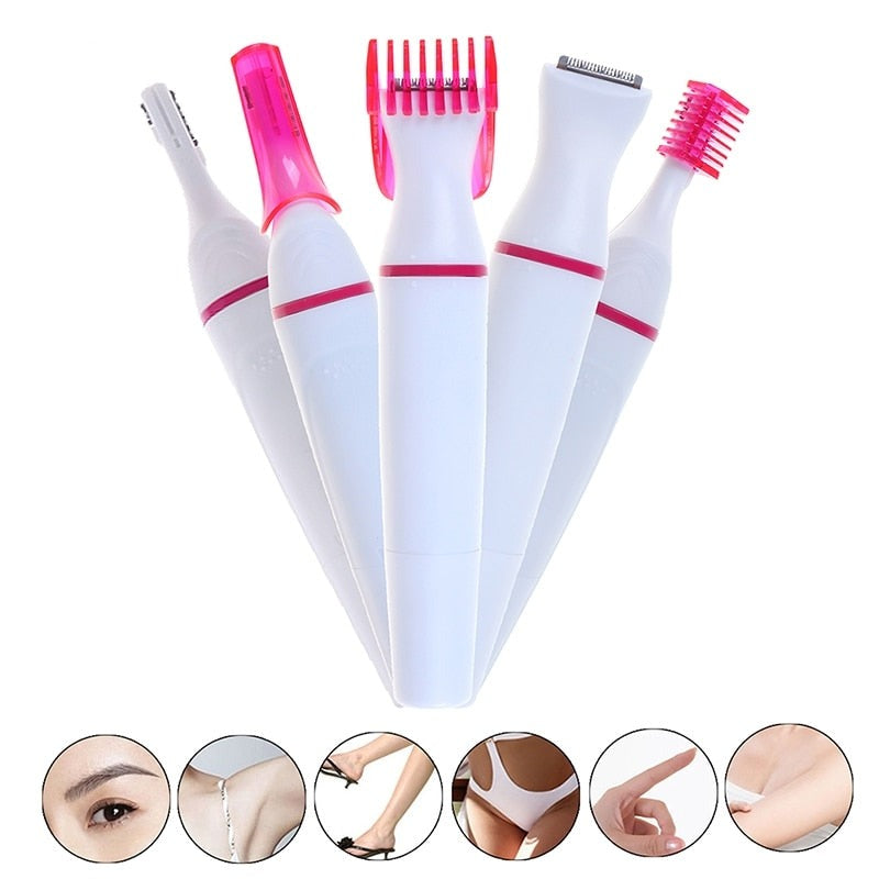 5 in 1 waterbestendige scheerset – kleur: Wit paars — afbeelding 1