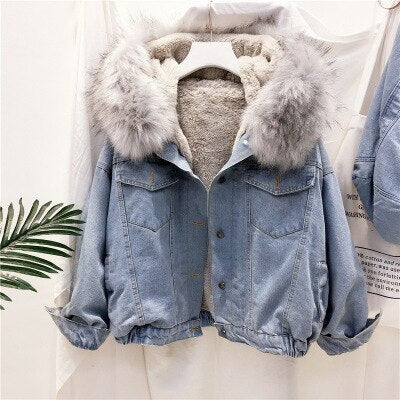 Denim winterjas voor dames