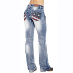 Dames bootcut jeans met vlag details