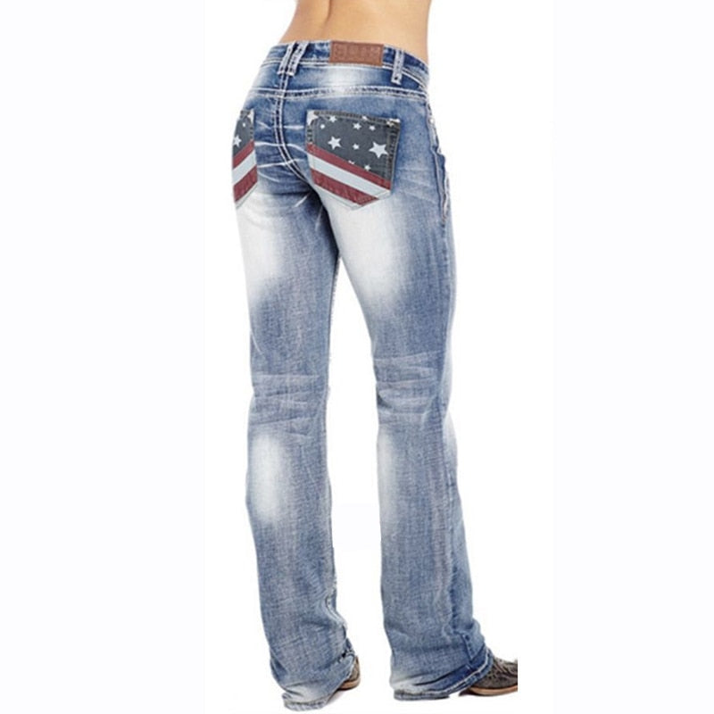 Dames bootcut jeans met vlag details